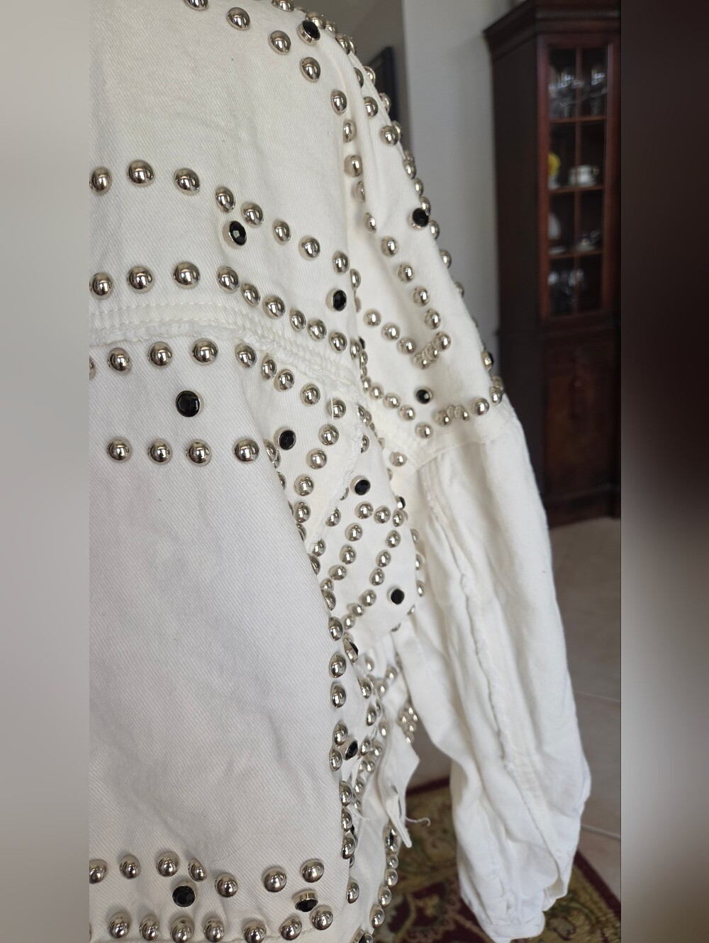 Seek the Label White Heavy Studded/Embellished Denim Jacket Size L (18/20) - Picture 9 of 11
